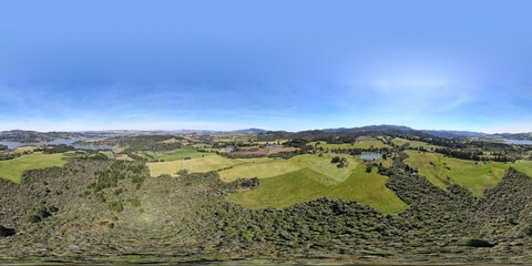 360 aerial photo taken with drone of beautiful landscape around the Embalse de Sisga