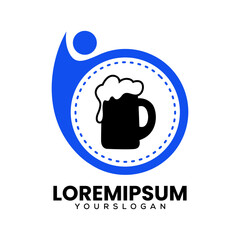 human and beer logo design vector