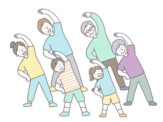 家族でストレッチ
