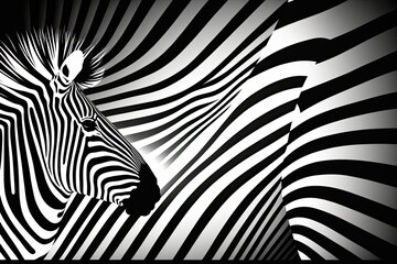 Zebra stripes in black and white. Generative AI