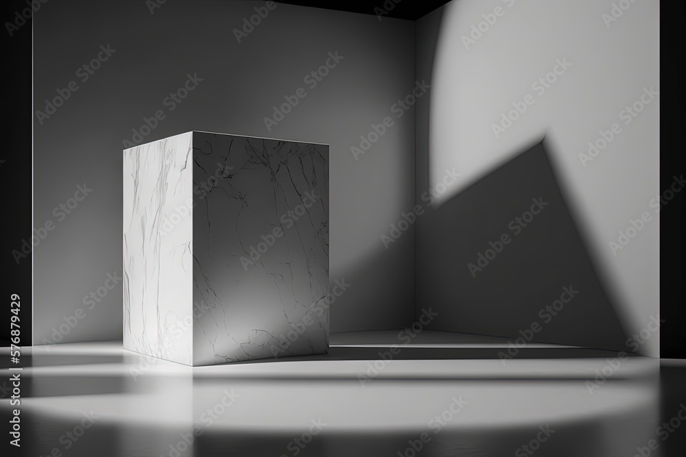 Poster dull marble ground, grayish shadows editing of a vertical well wall advertise your wares on the stag