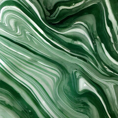 Texture of emerald green marble with white lines. Tabletop closeup. Abstract background made with generative AI.