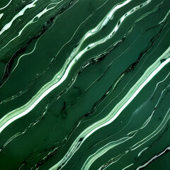 Obraz na płótnie Canvas Texture of emerald green marble with white lines. Tabletop closeup. Abstract background made with generative AI.