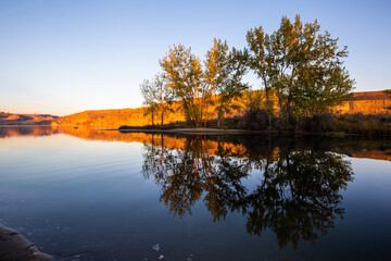 Steamboat Rock State Park at Sunset, Washington-USA