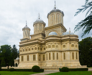 Fototapeta na wymiar Cathedral in romanian city is religion landmark of Romania.
