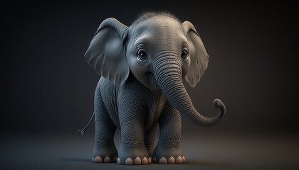 Fototapeta na wymiar super cute baby elephant in cartoon style. Created with Generative AI.