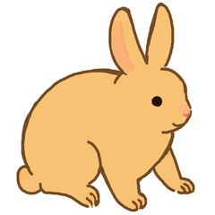 横を向いた茶色のうさぎイラスト