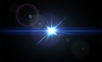 Abstract blue light rays with sparks. Exploding blue with sparkling illustration isolated on black background