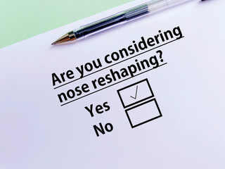 Questionnaire about cosmetic surgery