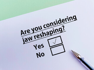Fototapeta premium Questionnaire about cosmetic surgery
