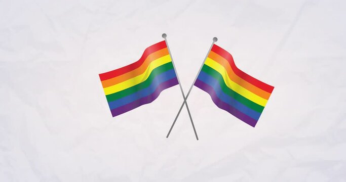 Animation of rainbow flags over rainbow background