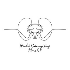 single line art of world kidney day good for world kidney day celebrate. line art. illustration.