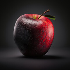 Fresh and Juicy Apple on Black Background