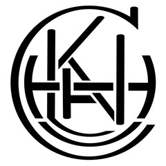 Black line drawing, Symbol design with letters K, U, L, C, H, A, N, Logo pattern.