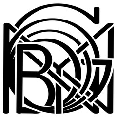 Black line drawing, Symbol design with letters B, O, O, N, Y, O, N, G, Logo pattern.