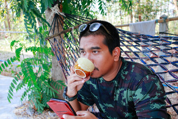 Fototapeta premium mexican drinking coffee