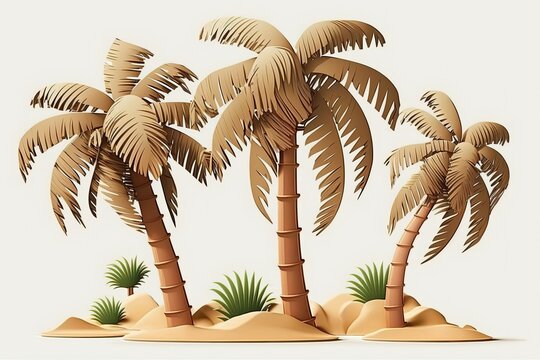 Isolated palm trees. This picture would work great as a banner, poster, or in a photo editing program. Illustration. Generative AI