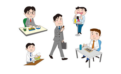 働く弁当男子と昼ごはんのイラスト01