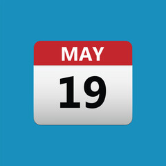 19th May calendar icon. May 19 calendar Date Month icon. Vector illustration