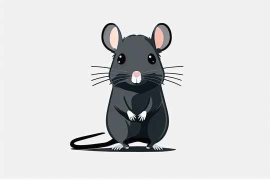 Cute baby rat on white background. Keep rodents as pets. In depth look at a domesticated rat. Rat, seen from above. To make room for a copy. Generative AI