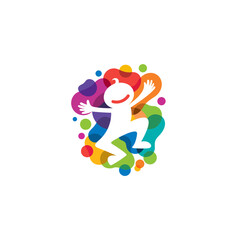 Fototapeta na wymiar Symbol children logo with colorful, babble colorful icons