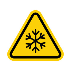 ISO Triangle Warning Sign: IS W010 - Freezing Hazard Frostbite Symbol (IS-2024)