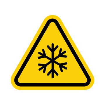 ISO Triangle Warning Sign: IS W010 - Freezing Hazard Frostbite Symbol (IS-2024)