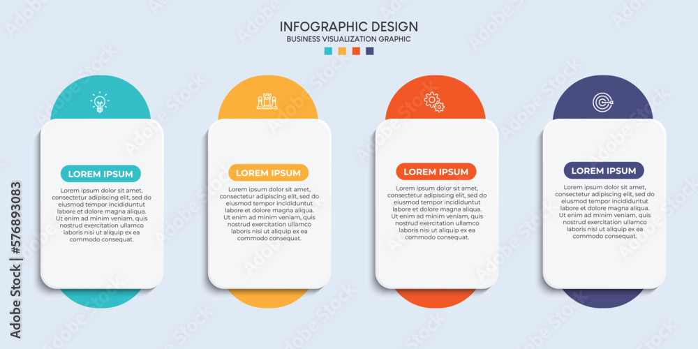 Aufkleber steps business data visualization timeline process infographic template design with icons