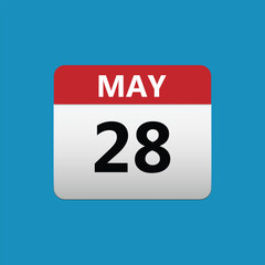 28th May calendar icon. May 28 calendar Date Month icon. Vector illustration