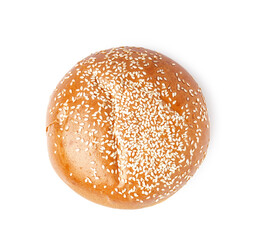 Fresh bun with sesame seeds isolated on white background