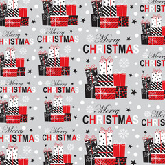 christmas seamless pattern with gifts