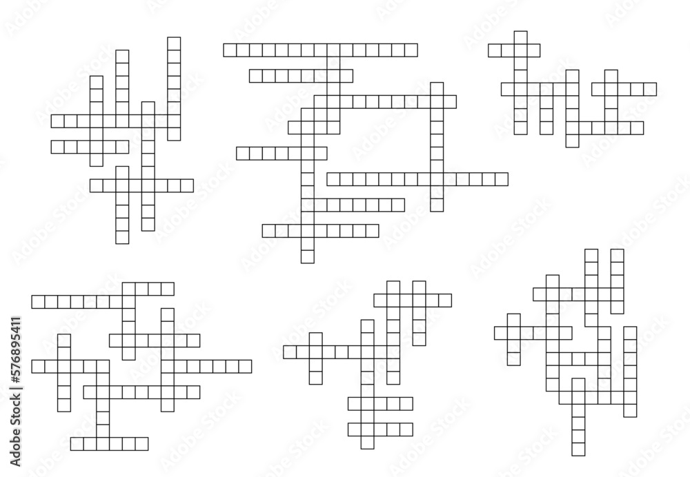 Poster crossword game grid, vector puzzle constructor with empty squares. isolated vector abstract graphic 