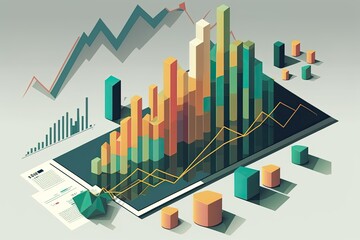 Fototapeta premium Bar chart of the stock market. Generative AI