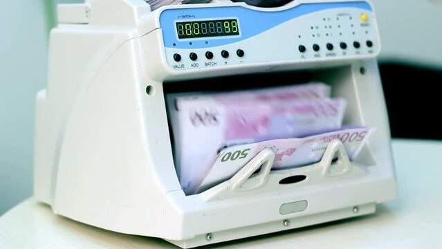 counting machine euro european cash money bank teller financial payment debt currency finance