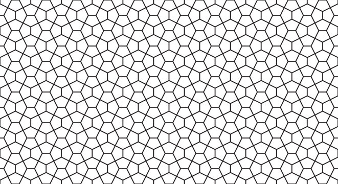 Vector Seamless Pavement Tessellation. Pentagon Grid Shape Texture.