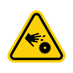 ISO Triangle Warning Sign: Cutting of Fingers or Hand with Rotating Blade Symbol