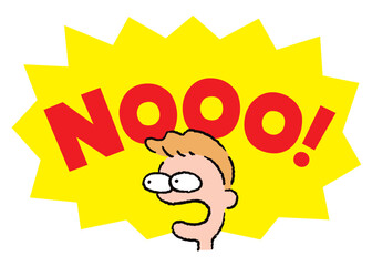 人物_顔_驚く_男性_吹き出し_バクダン黄_セリフ赤_Nooo!