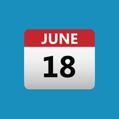 18th June calendar icon. June 18 calendar Date Month icon
