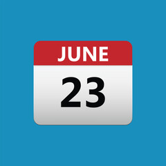 23th June calendar icon. June 23 calendar Date Month icon
