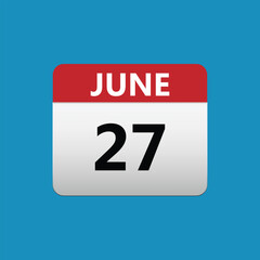 27th June calendar icon. June 27 calendar Date Month icon