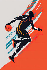 Fototapeta na wymiar Basketball sport illustration people exercising athletes health activities training exercise background flat cartoon style vector graphic flat colorful design simple lines active generative ai