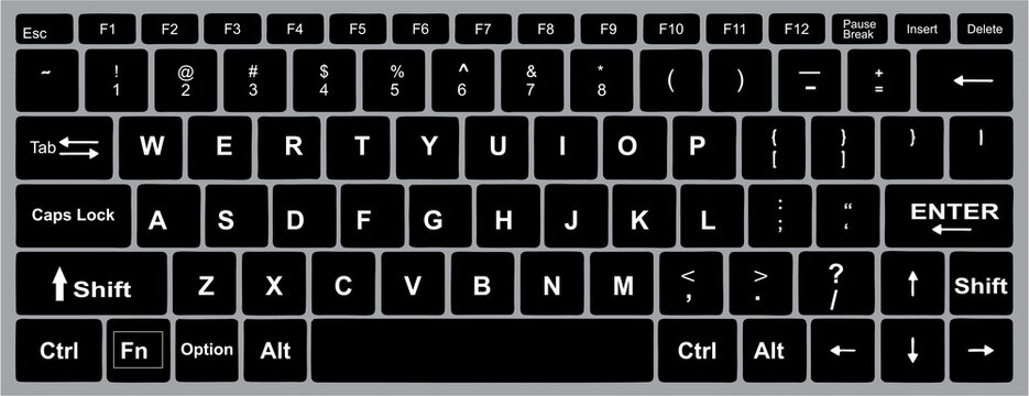 Laptop keyboard illustration. Modern data entry tool for all digital devices.