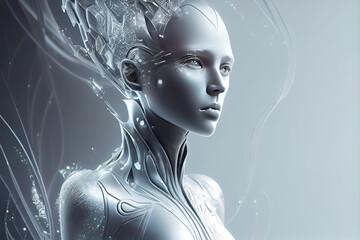 Significant AI artificial intelligence, trying to express emotions, thinking, copy Space.