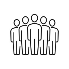 Group of people, employers collaboration outline icon. Vector workers group thin line, business team communication, people in society cooperation