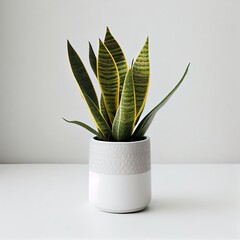 Snake plant in a pot with white background. Generative AI, Generative, AI