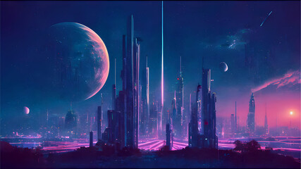 The city and the galaxy, AI Generated