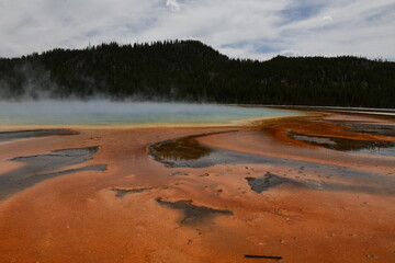 Colorful geysers in Yellowstone National Park in USA