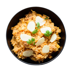Asian fried rice with garlic and minced pork