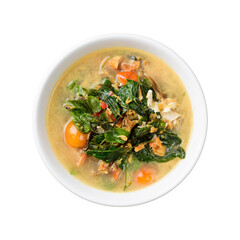 Northern Thai food (Kang Pak Seaw), Spicy soup with Bauhinia Purpurea leaf and roasted smoked fish, Local Thai food