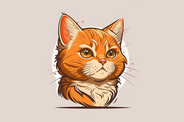 Cat cute caracter on white Background. Generative ai